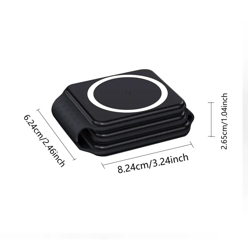 Caricabatterie Wireless Magnetico Pieghevole 3-in-1 da 15W, USB Type-C, Design Compatto per Smartphone & Dispositivi, Bianco, Caricatore Portatile