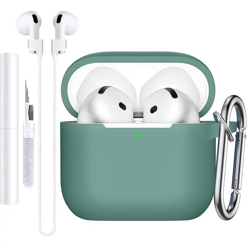 KEKOA Custodia in silicone per AirPods, con spazzola per la pulizia e carabina.