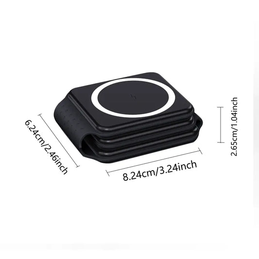 Caricabatterie Wireless Magnetico Pieghevole 3-in-1 da 15W, USB Type-C, Design Compatto per Smartphone & Dispositivi, Bianco, Caricatore Portatile
