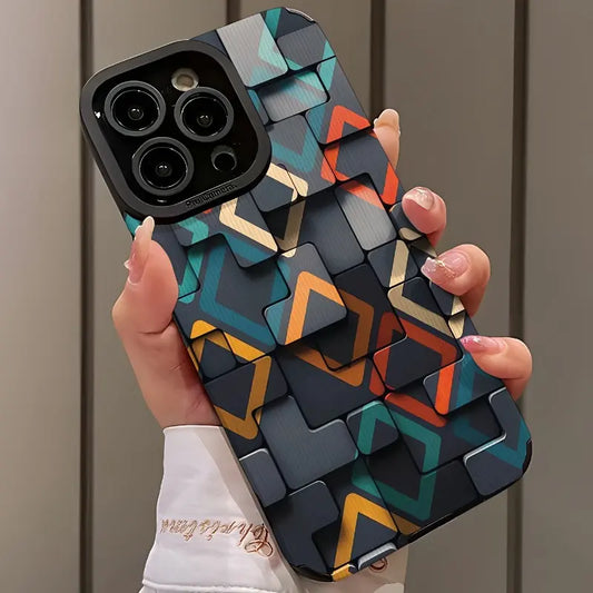 Custodia per telefono con motivo geometrico per iPhone - Copertura protettiva resistente e anti graffio con colori vivaci.