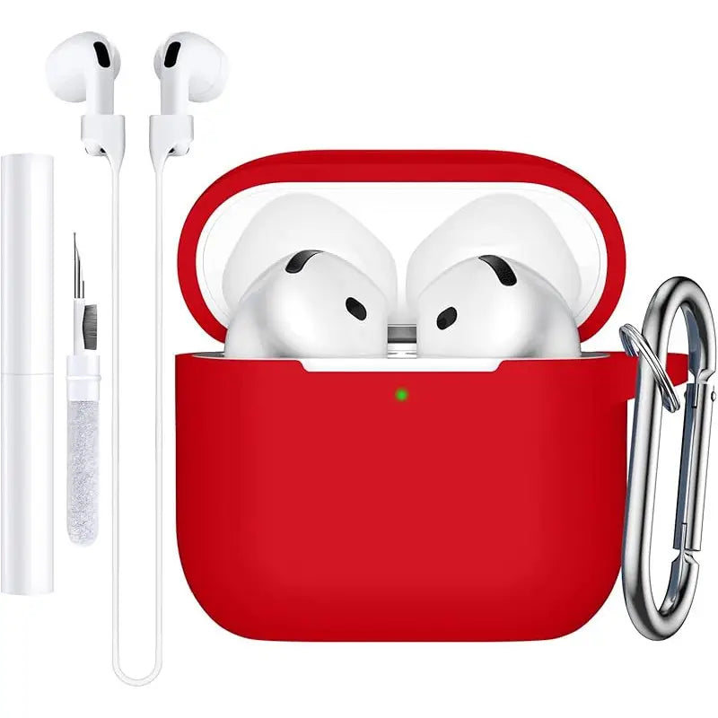KEKOA Custodia in silicone per AirPods, con spazzola per la pulizia e carabina.